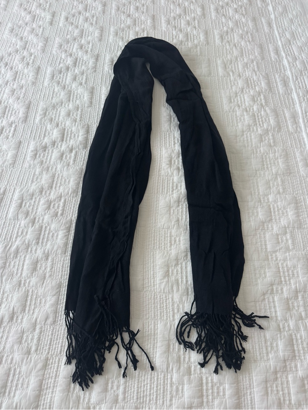 Classic Black Fringe Scarf - Women Accessories